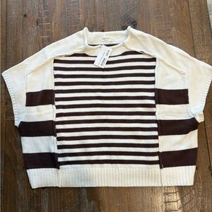 Women’s Striped Sweater in Cream and Brown